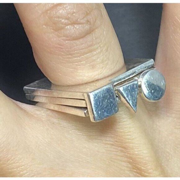 Vintage Mid Century Modern Stack Ring Geometric Modernist Size 6 - Picture 4 of 8